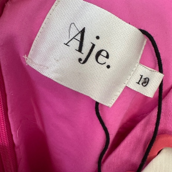 Aje Coda Eyelet Asymmetrical Pink Midi Dress 6 ( AU 10 ) - Picture 9 of 12